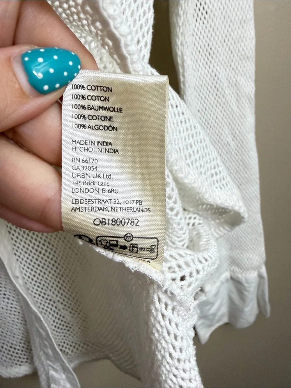 Free People White Siggi 100% Cotton Open Knit Lace Button Down Shirt Size XL